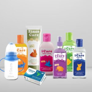Set of eight i Care products, ideal for Baby’s delicate skin