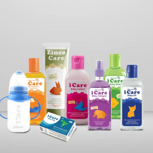 Set of eight i Care products, ideal for Baby’s delicate skin